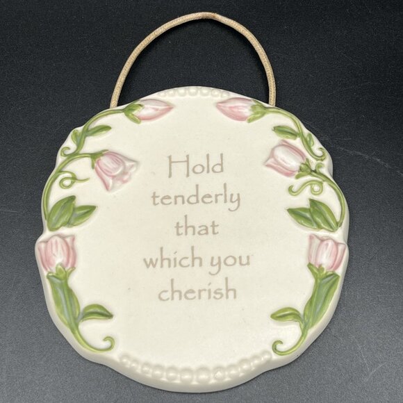 Wall Hanging Tile Hold Tenderly That Which You Cherish Sentiment Quote Love Vtg - Picture 1 of 3